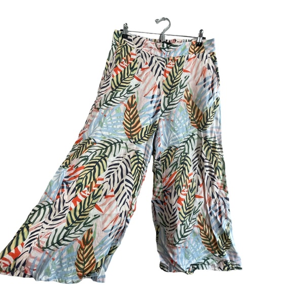 100% Linen Tropical Tahari Wide Leg Summer Pants Size L - Picture 3 of 6